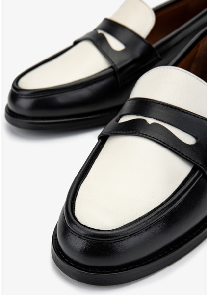 Kadın Siyah/bej Loafer Ayakkabı 1058 01 Bn Ayk SK24-25 Sıyah/bej