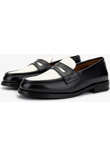 Kadın Siyah/bej Loafer Ayakkabı 1058 01 Bn Ayk SK24-25 Sıyah/bej