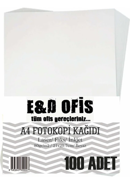 E&D Ofis A4 Fotokopi Kağıdı 100 Yaprak