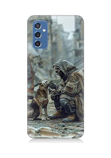 Samsung Galaxy M52 Uyumlu Köpek ve Adam Desenli Silikon Kılıf