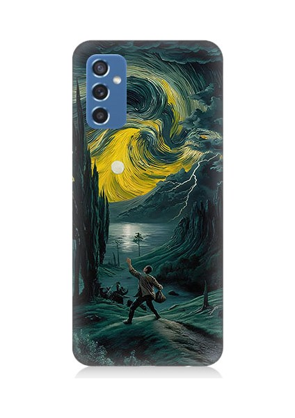 Samsung Galaxy M52 Uyumlu Van Gogh Yolu Desenli Silikon Kılıf