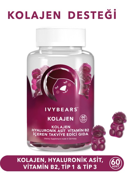 2´li Biotin Saç, Tırnak & Kolajen, Hyaluronik Asit Çiğnenebilir Vitamin Gummy Set, 120 Adet, 60 Günlük