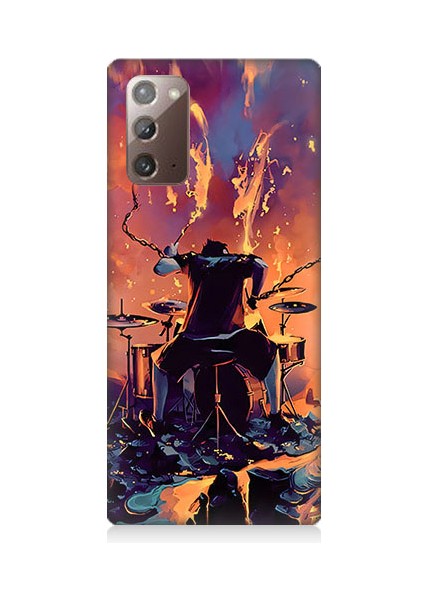 Samsung Galaxy Note 20 Uyumlu Alevli Bateri Desenli Silikon Kılıf