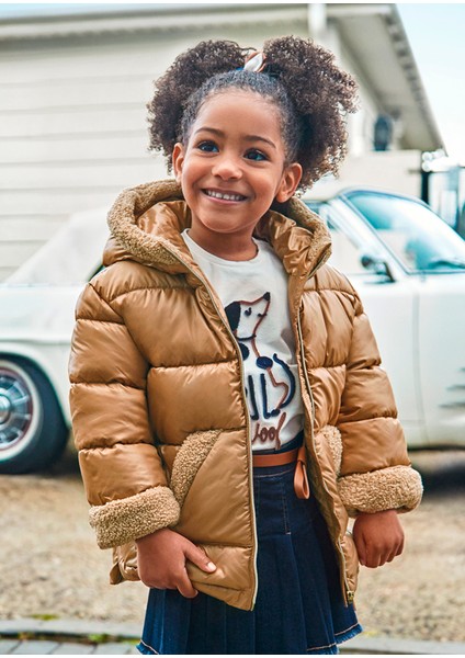 4491 Kız Çocuk Taba Kapüşonlu Şişme Mont fiyatları