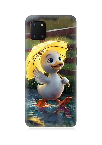 Samsung Galaxy Note 10 Lite Uyumlu Şemsiye Ördek Desenli Silikon Kılıf