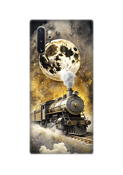 Samsung Galaxy Note 10 Plus Uyumlu Buharlı Tren Desenli Silikon Kılıf