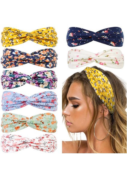 Kadın Hairbands Büküm Kadın Saç Bantları Boho Elastik Kafa Bandı Kaymaz Kızlar Crossover Başörtüsü Yoga Egzersiz Retro Saç Aksesuarları (Yurt Dışından)