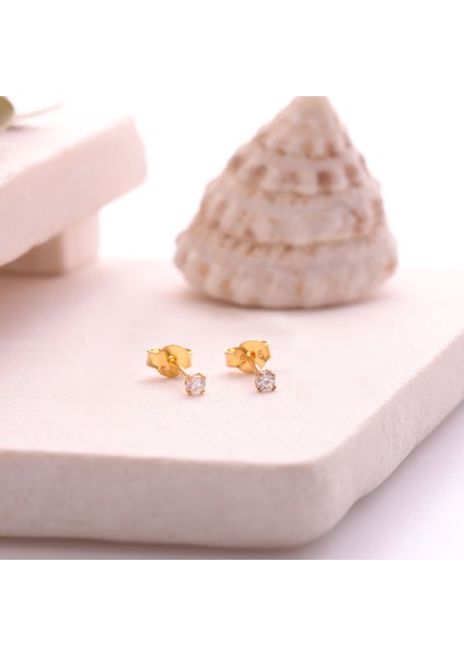 925 Ayar Gümüş Minimal Tektaş Küpe- Çap:2,5 mm