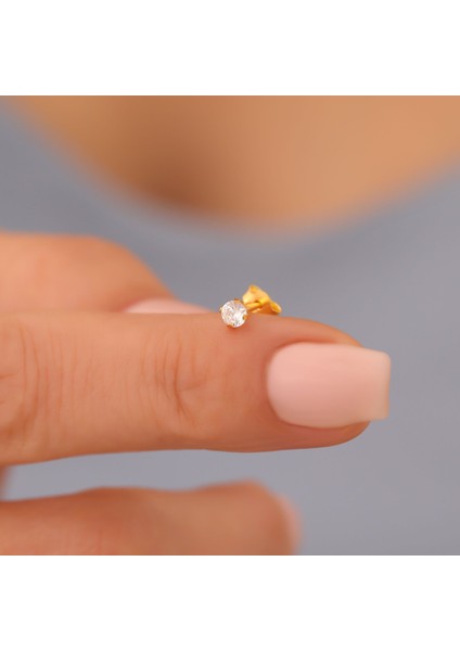 925 Ayar Gümüş Minimal Tektaş Küpe- Çap:2,5 mm modelleri
