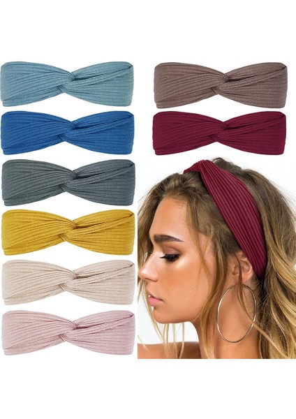 Happy Supermarket Kadın Hairbands Büküm Kadın Saç Bantları Boho Elastik Kafa Bandı Kaymaz Kızlar Crossover Başörtüsü Yoga Egzersiz Retro Saç Aksesuarları (Yurt Dışından)