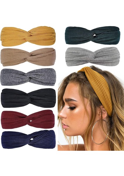 Happy Supermarket Kadın Hairbands Büküm Kadın Saç Bantları Boho Elastik Kafa Bandı Kaymaz Kızlar Crossover Başörtüsü Yoga Egzersiz Retro Saç Aksesuarları (Yurt Dışından)