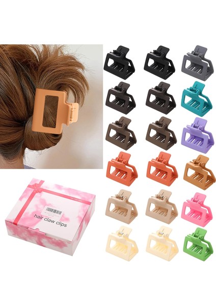12'li Paket Kare Pençe Klipler Büyük ve Küçük Unisex Dikdörtgen Saç Kaymaz Mat Büyük Saç Klipleri Kadınlar Için Güçlü Şekillendirici Çene Klipleri Kalın ve Ince (Yurt Dışından)