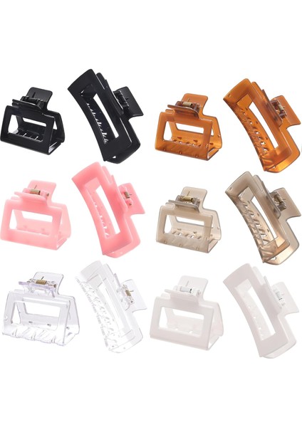 12'li Paket Kare Pençe Klipler Büyük ve Küçük Unisex Dikdörtgen Saç Kaymaz Mat Büyük Saç Klipleri Kadınlar Için Güçlü Şekillendirici Çene Klipleri Kalın ve Ince (Yurt Dışından)