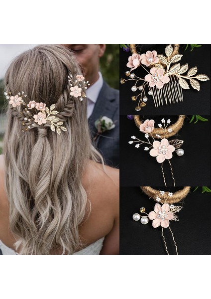 Adet Gelin Çiçek Düğün Saç Klipleri, Saç Klipleri Headdresses Altın Düğün Saç Aksesuarları Nedime Kadın Kızlar (Yurt Dışından) fırsatları
