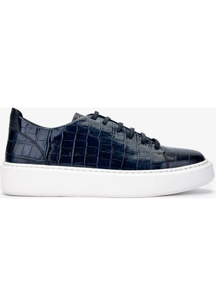 Erkek  Deri Lacivert Sneakers 537 3467 Erk Ayk SK24-25 Lacı Kroko