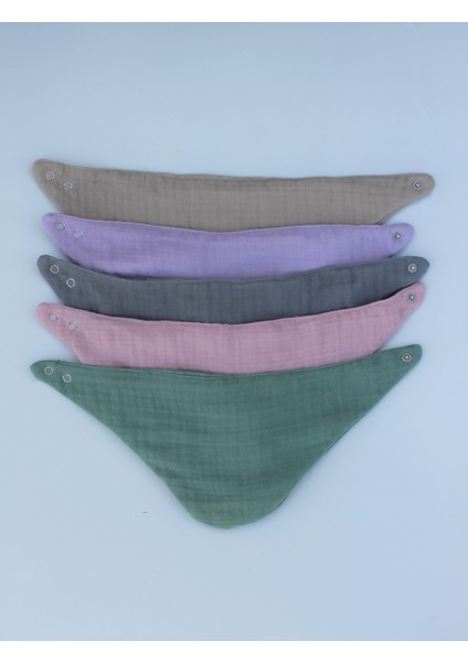%100 Pamuklu 8 Kat Muslin Kumaş Çift Çıtçıtlı 5'li Bebek Mama Önlüğü/ağız Mendili