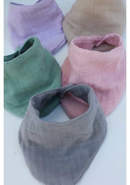 %100 Pamuklu 8 Kat Muslin Kumaş Çift Çıtçıtlı 5'li Bebek Mama Önlüğü/ağız Mendili