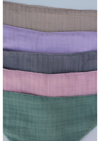 %100 Pamuklu 8 Kat Muslin Kumaş Çift Çıtçıtlı 5'li Bebek Mama Önlüğü/ağız Mendili