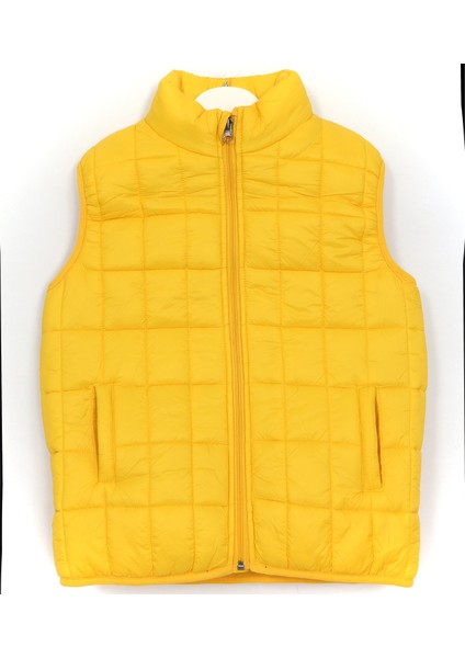 Sarı Renk Cepli Fermuarlı Içi Polarlı Erkek Çocuk Şişme Yelek 001-0001927