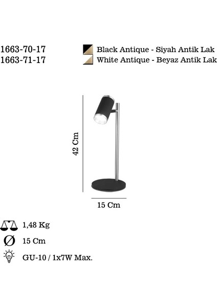 Lume Beyaz-Antık Lak Masa Lambası 1XGU10 fiyatları