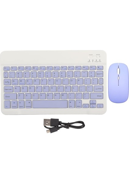 Huawei Matepad Se (2024) 11" Uyumlu Kablosuz Bluetooth Şarj Edilebilir Klavye Mouse Seti - Mor