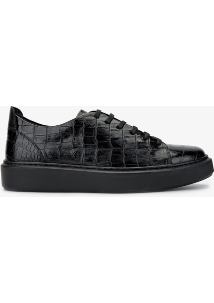 Erkek Deri Siyah Kroko Sneakers 537 3467 Erk Ayk SK24-25 Sıyah Kroko