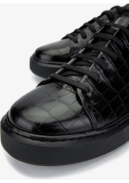 Erkek Deri Siyah Kroko Sneakers 537 3467 Erk Ayk SK24-25 Sıyah Kroko