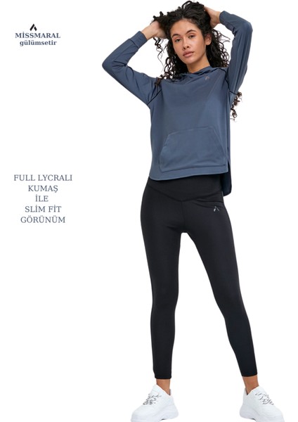Kadın Eşofman Takım Antrasit/siyah Spor Tunik & Toparlayıcı Tayt Dalgıç Kumaş Sports And Casual 13060