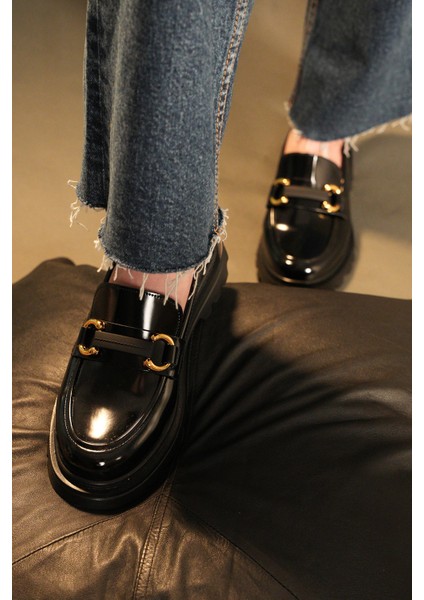 Kadın Loafer Yüksek Taban Tokalı Günlük Ayakkabı Kinles