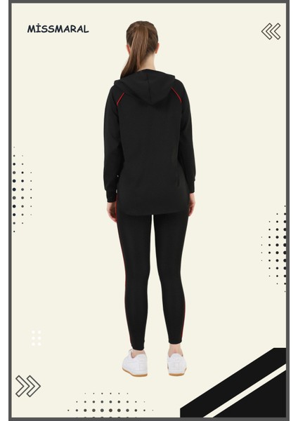 Kadın Eşofman Takım Siyah/beyaz Spor Tunik & Toparlayıcı Tayt Dalgıç Kumaş Sports And Casual 13060 fiyatları