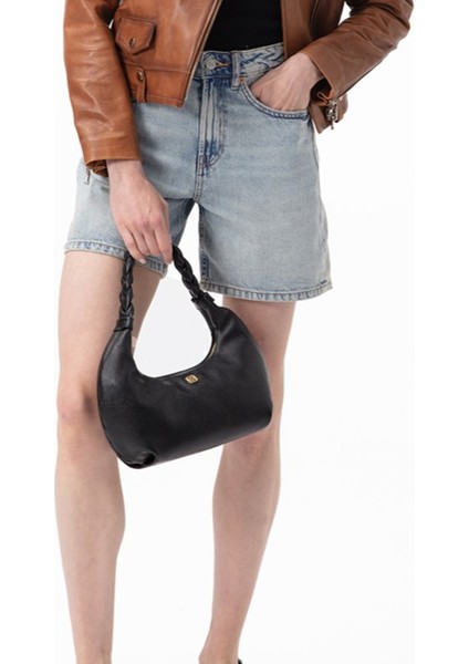 Maritza Siyah Kadın Deri Omuz Çantası