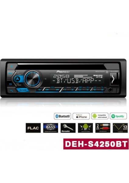 DEH-S4250BT Bluetoothlu 2 Rca Çıkışlı 13 Band Eq Oto Teyp fiyatları