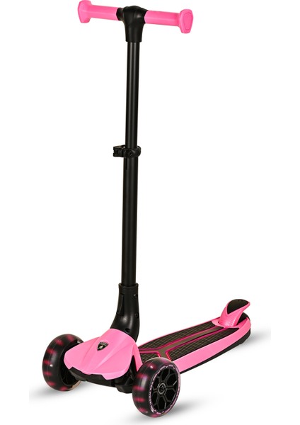 Lisanslı L3 Kolay Katlanabilir Işıklı Orta Gövde ve Işıklı Tekerlekli Çocuk Scooter Pembe