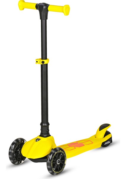 Lisanslı L5 Katlanabilir Işıklı 3 Tekerlekli Çocuk Scooter Sarı