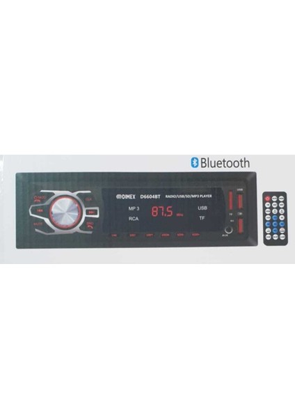 Çift USB Li Blututlu Aux Girişli Hafıza Kart Okuyuculu Blututlu Kumandalı Oto Teyip 6604