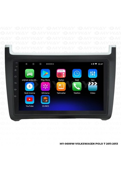 Volkswagen Polo 7 Android 12 Multimedya Carplay 2gb RAM+32GB HDD 2011-2013 Navigasyon Ekran