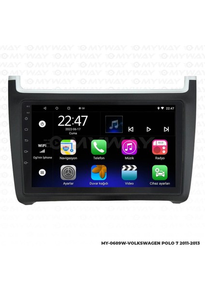 Volkswagen Polo 7 Android 12 Multimedya Carplay 2gb RAM+32GB HDD 2011-2013 Navigasyon Ekran modelleri