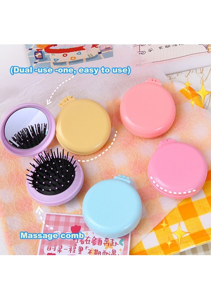 17 Taşınabilir Mini Katlanır Tarak Hava Yastığı Masaj Tarak Seyahat Fırçası Ayna Saç Fırçası Makyaj Aracı Saç Fırçası Antistatik Gökkuşağı Tarak (Yurt Dışından) indirimleri