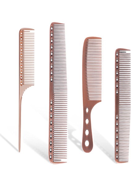 Bronz 4 Adet Nokta Paslanmaz Çelik Saç Kesimi Tarak Kuaförlük Alüminyum Tarak Anti-Statik Ucu Kuyruk Tarağı Salon Kuaför Malzemeleri (Yurt Dışından)