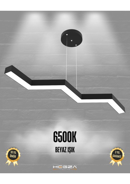 Sega (Siyah Kasa. Beyaz Işık) Ledli Modern Sarkıt Linear LED Avize Salon Mutfak Oturma Odası Yatak Odası Antre Hol LED