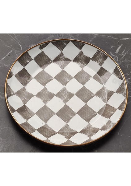 Emaye Servis Tabak Dama Model