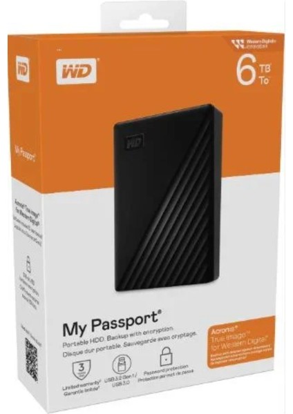 My Passport 6tb 2.5 Inc USB 3.2 Siyah Taşınabilir Disk WDBR9S0060BBK-WESN