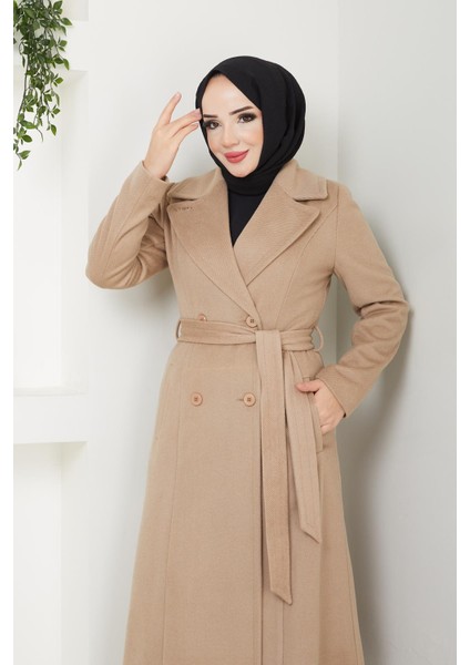 Kışlık Kadın Kaşe Kaban Çift Düğme Spor Model 125CM Araboy 57022 fiyatları