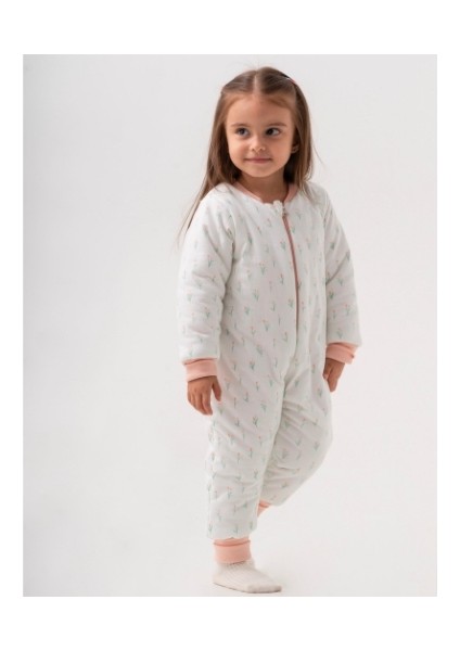 Fermuarlı Uzun Kollu Kışlık Bebek Çocuk Uyku Tulumu Lale Unisex 2,5 Tog