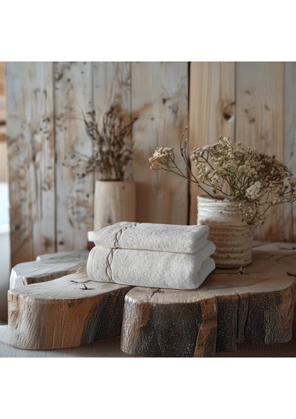 Helena Banyo Havlusu + Yüz Havlusu Set Ekru
