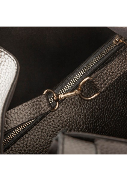 Kadın Büyük Boy Büzmeli Yavrulu Çıtçıtlı Tote Bag Omuz Çantası Gri indirimleri