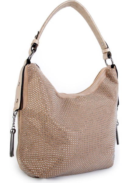 Kadın Şık Taşlı Omuz Çantası Altın Taşlı