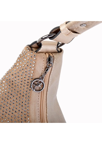 Kadın Şık Taşlı Omuz Çantası Altın Taşlı indirimleri