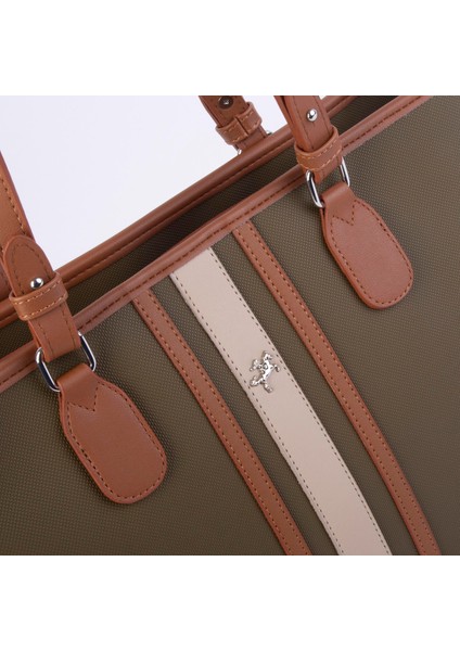 Kadın Omuz Çantası Spor Şık Ayarlanabilir Omuz Askılı Haki Taba Kum Lacste (33X27X12 cm ) fırsatları