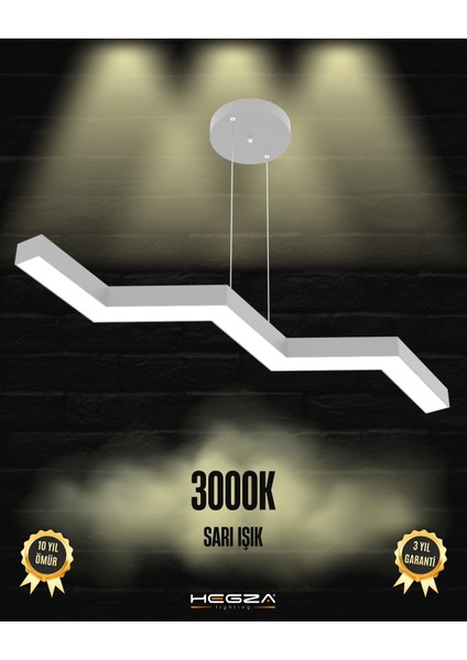 Sega (Gri Kasa, Sarı Işık) Ledli Modern Sarkıt Linear LED Avize Salon Mutfak Oturma Odası Yatak Odası Antre Hol LED